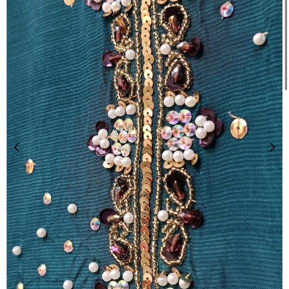 Elegant Teal Embroidered Outfit - Picture 3 of 7